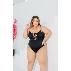 Maiô Plus Size Amarração frente bojo removível Pre... - LOJA ONLINE MODA PLUS SIZE