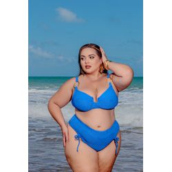 Biquini Meia Taça Leblon Azul detalhe alça fio Duplo