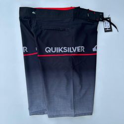 Bermuda Surf Quiksilver Preta/Vermelha/Cinza - Atacado das Tailandesas