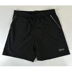 Bermuda Tactel Hugo Boss Preta Simbolo Dourado - Atacado das Tailandesas
