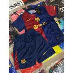 Conjunto Infantil Barcelona 24/25 home fan lisa - Atacado das Tailandesas