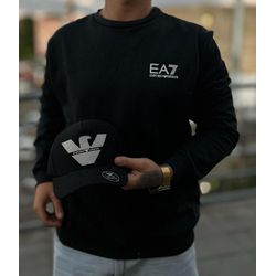 Moletom S/Capuz Armani EA7 Preta - Atacado das Tailandesas
