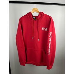 Moletom C/Capuz Armani EA7 Vermelho com escrita na... - Atacado das Tailandesas