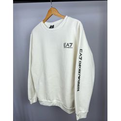 Moletom s/Capuz Armani EA7 off white com escrita n... - Atacado das Tailandesas