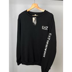 Moletom S/Capuz Armani EA7 Preto com escrita na ma... - Atacado das Tailandesas