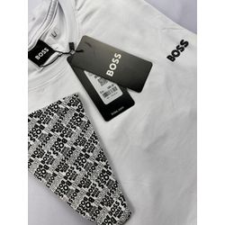 Camisa Peruana Boss Branca Escrita Na Manga - Atacado das Tailandesas