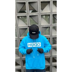 Moletom C/Capuz Hugo Boss Azul Turquesa - Atacado das Tailandesas