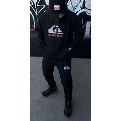 Conjunto Moletom Quiksilver S/Capuz Preto/Vermelho - Atacado das Tailandesas