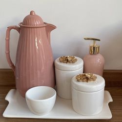Kit Higiene Branco Rosa Dourado - KHBRD011 - Ateliê Ágape