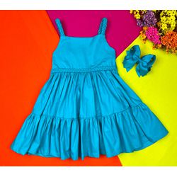 Vestido Marisol Azul Turquesa - Ateliê NewBaby