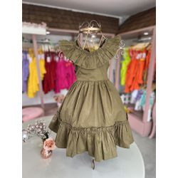 Vestido Niara Verde Militar - Ateliê NewBaby