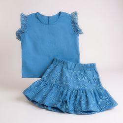 CONJUNTO THAIS azul - Ateliê NewBaby