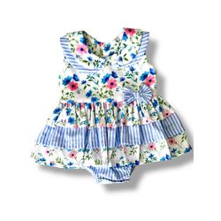Body Vestido Talita - Floral Azul - Ateliê NewBaby