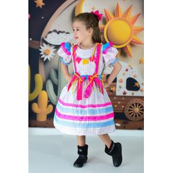 Vestido Junino Chica Fulô - rosa - Ateliê NewBaby