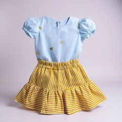 CONJUNTO AGNES-ESTRELA E LISTRA DOURADA - Ateliê NewBaby