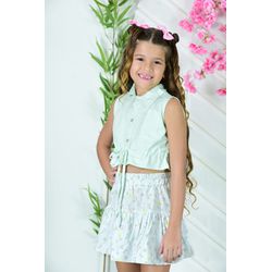 Conjunto Cecilia floral listras verde - Ateliê NewBaby