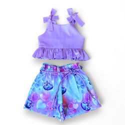 Conjunto Drika - coração lilás - Ateliê NewBaby