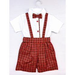 Conjunto Samuel - Xadrez Natalino - Ateliê NewBaby