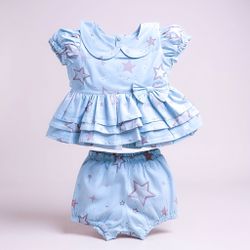 Conjunto Uyara-estrela rose - Ateliê NewBaby