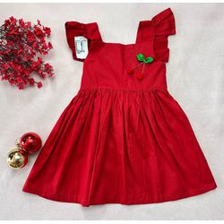 Vestido Gola Quadrada - Vermelho - Ateliê NewBaby