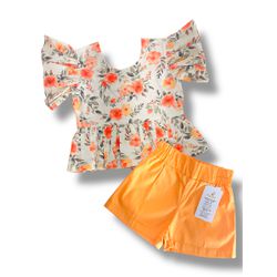 Conjunto Melinda laranja - Ateliê NewBaby