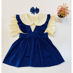 Jardineira Lany - Marinho-bege - Ateliê NewBaby