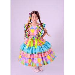 Vestido Junino luxo Sonho de menina coração - Ateliê NewBaby