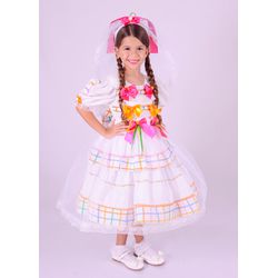 Vestido Junino luxo Noivinha lacinhos - Ateliê NewBaby