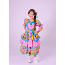 Vestido Junino luxo Flor de liz - estampa exclusiv... - Ateliê NewBaby