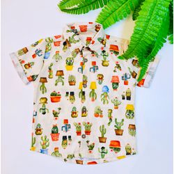 Blusa Social Masculina Cactus - Ateliê NewBaby