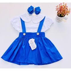 Jardineira Boneca -royal - Ateliê NewBaby