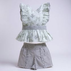 CONJUNTO MALU -FLORAL cinza - Ateliê NewBaby