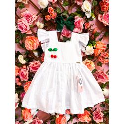 Vestido Gola Quadrada - Branco - Ateliê NewBaby