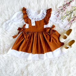 Vestido Marcely Marron - Ateliê NewBaby