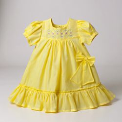 Vestido Evelin Bordado -amarelo - Ateliê NewBaby