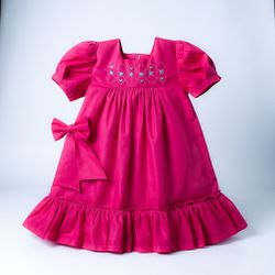 Vestido Evelin Bordado -pink - Ateliê NewBaby