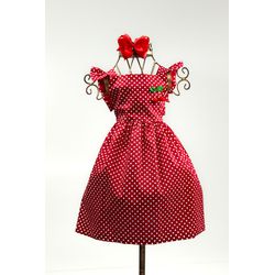 Vestido Gola quadrada Poá vermelho - Ateliê NewBaby