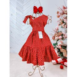 Vestido Helena - vermelho poá com dourado - Ateliê NewBaby