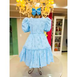 Vestido Isla cambraia -azul - Ateliê NewBaby