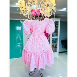 Vestido Isla cambraia -rosa - Ateliê NewBaby