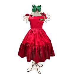 Vestido Mari laços vermelho escuro - Ateliê NewBaby