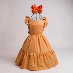 Vestido Mari laços - Laranja claro - Ateliê NewBaby