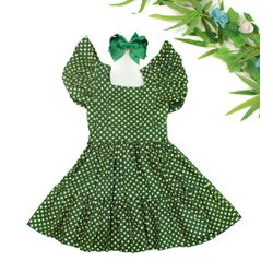 Vestido Mell Poá verde - Ateliê NewBaby