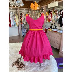 Vestido Nina - Neon Pink - Ateliê NewBaby