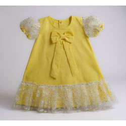 Vestido Thais tuly bordado - amarelo - Ateliê NewBaby