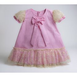 Vestido Thais tuly bordado -Rosa - Ateliê NewBaby