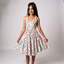Vestido vanessa floral salmão - Ateliê NewBaby