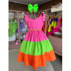 Vestido Melissa Tricolor - Ateliê NewBaby