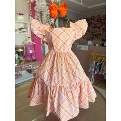 vestido Mell laranja - Ateliê NewBaby