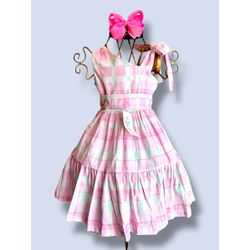 Vestido Helena - xadrez rosa - Ateliê NewBaby
